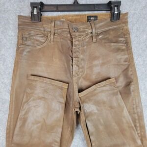 AG Adriano Goldschmied Farrah Skinny Ankle Coated Brown Jeans 28R LSS1777